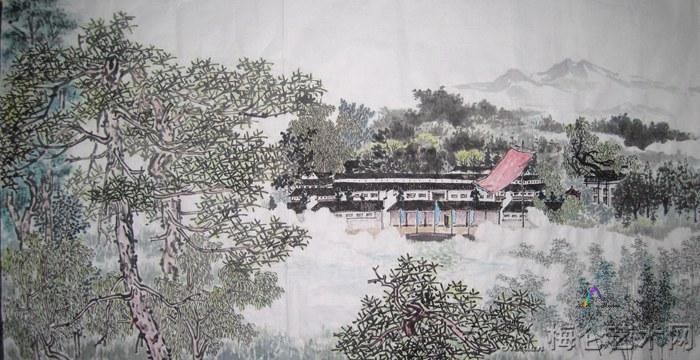 李晓明的国画作品《曾国藩故居富厚堂》 梅仑艺术网-梅仑美画